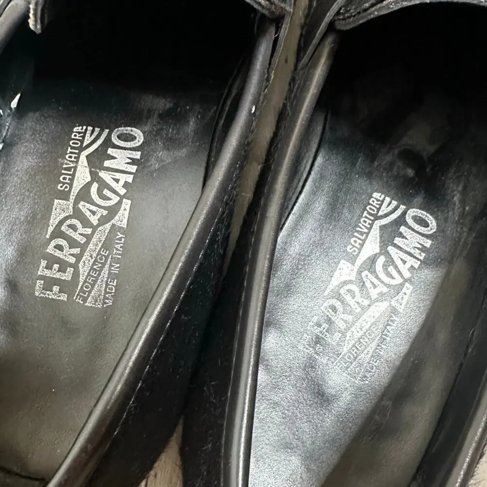 Salvatore Ferragamo Pony Hair Horse Bit Loafers Men's Black Size 8D